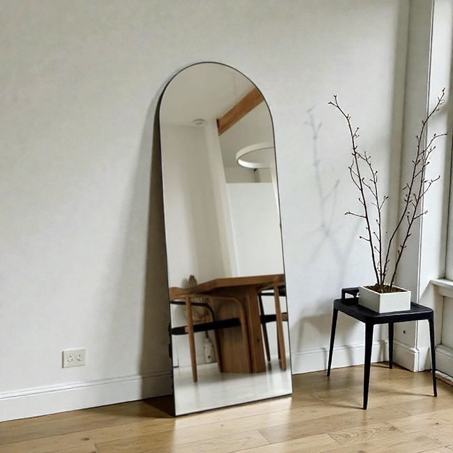 Arched Wall Mirror with silver Frame – Modern Decorative Mirror size 50x160cm
