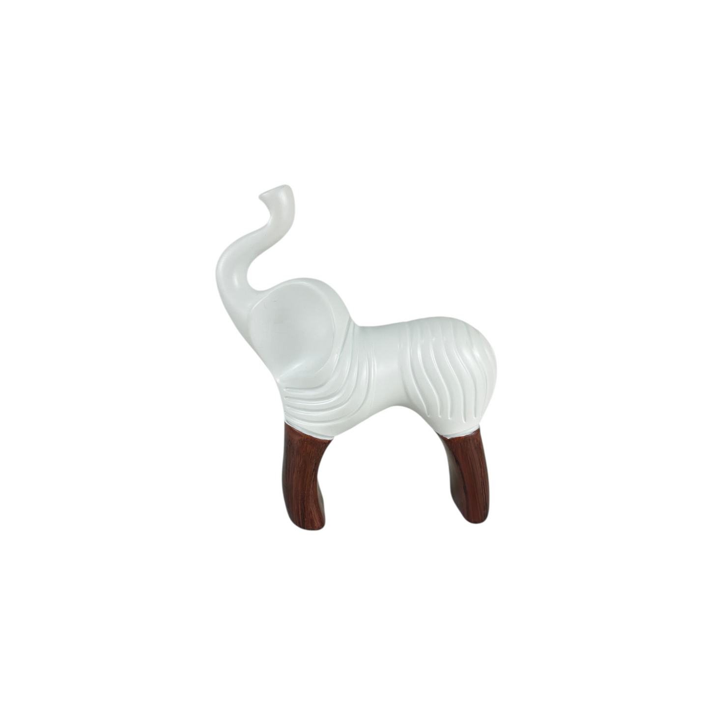 White Abstract Animal Figurine Modern Resin Décor with Wooden Leg- small