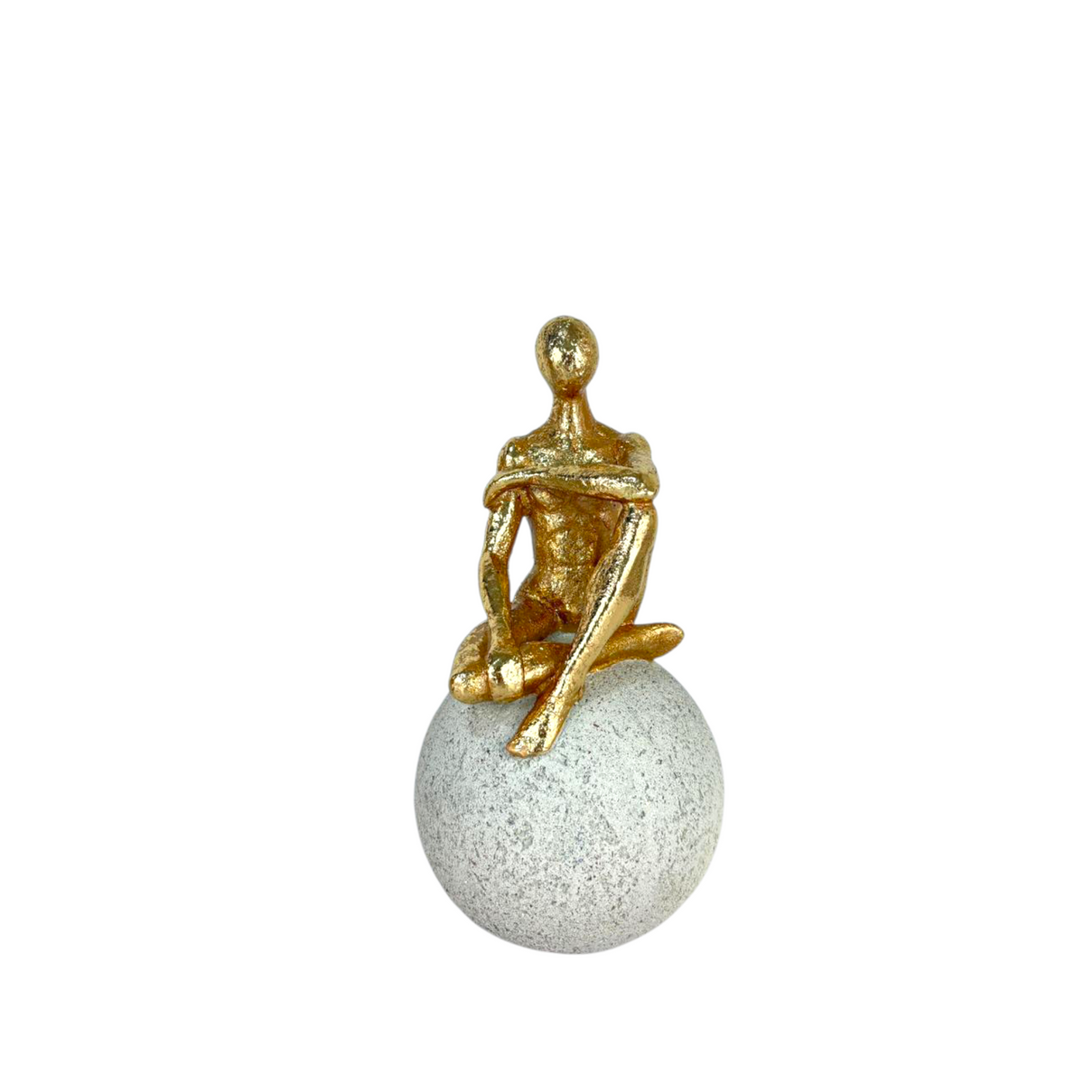 Abstract Thinker Figurines on Stone Spheres – Set of 3 Modern Minimalist Resin Sculptures