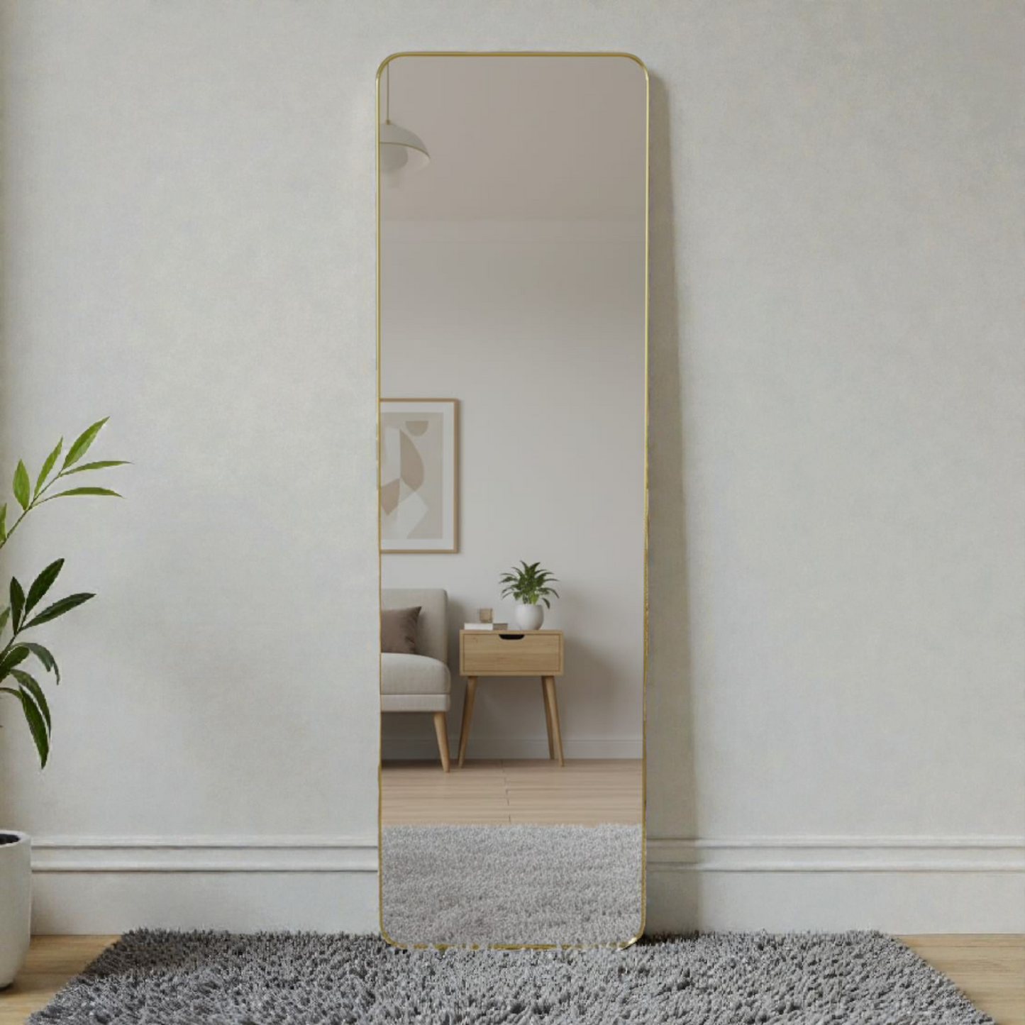 Full Length Wall Mirror with Gold Frame – Modern Home Mirror size 65x170cm