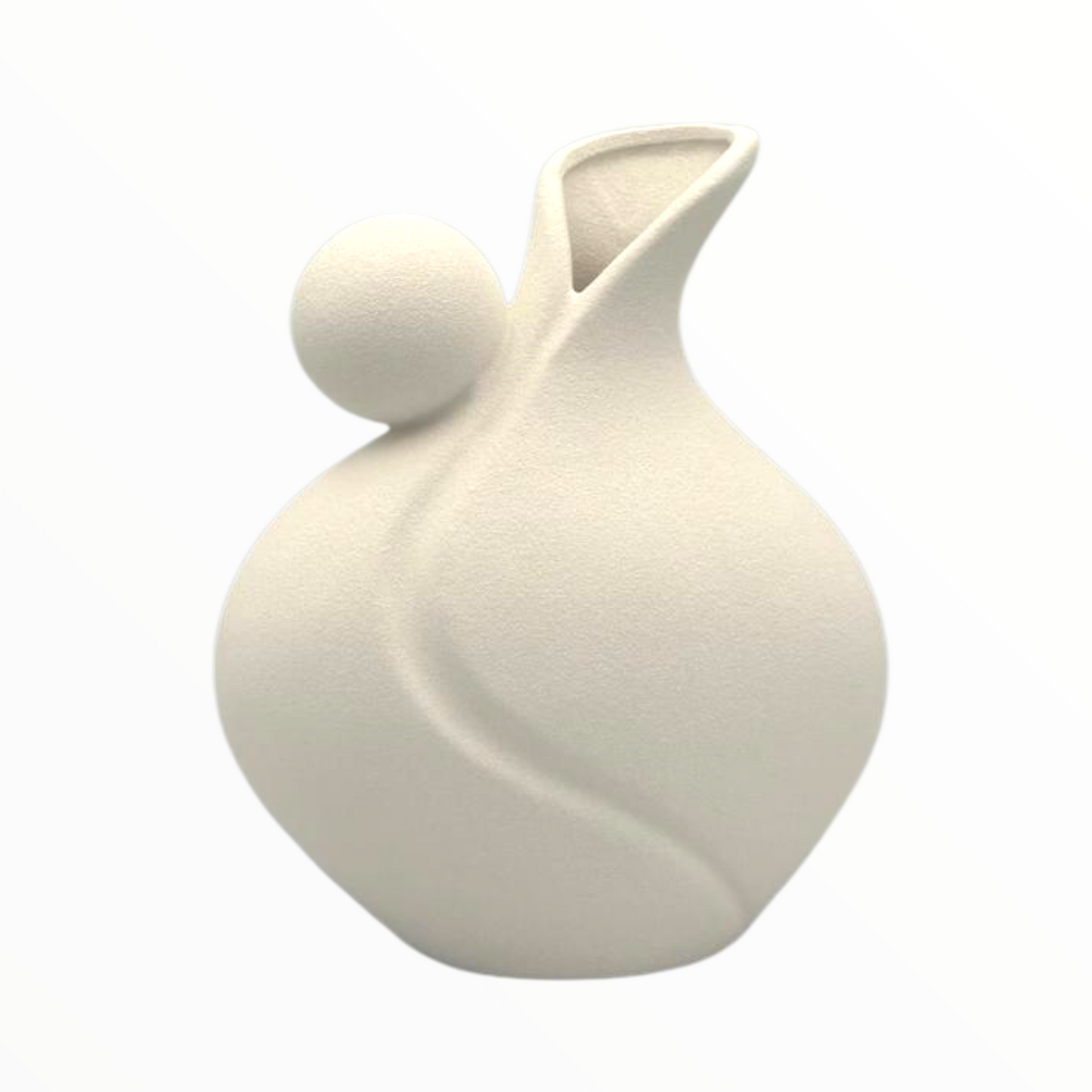 Medium White Ribbed Ceramic Vase – Scandinavian Style Home Décor