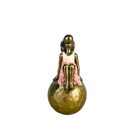 Gold Girl Decorative Figurine on Sphere – Modern Art Home Accent