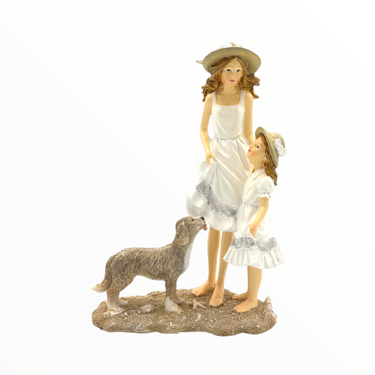 Mother and Daughter Figurine with Dog – Family Home Décor Accent
