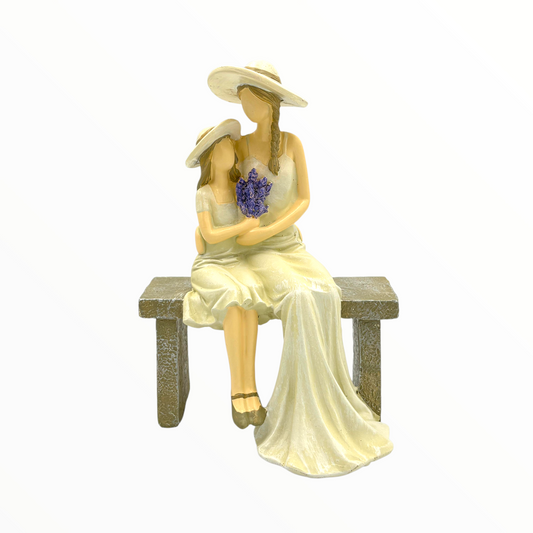 Mother and Daughter Sitting Figurine – Elegant Family Home Décor
