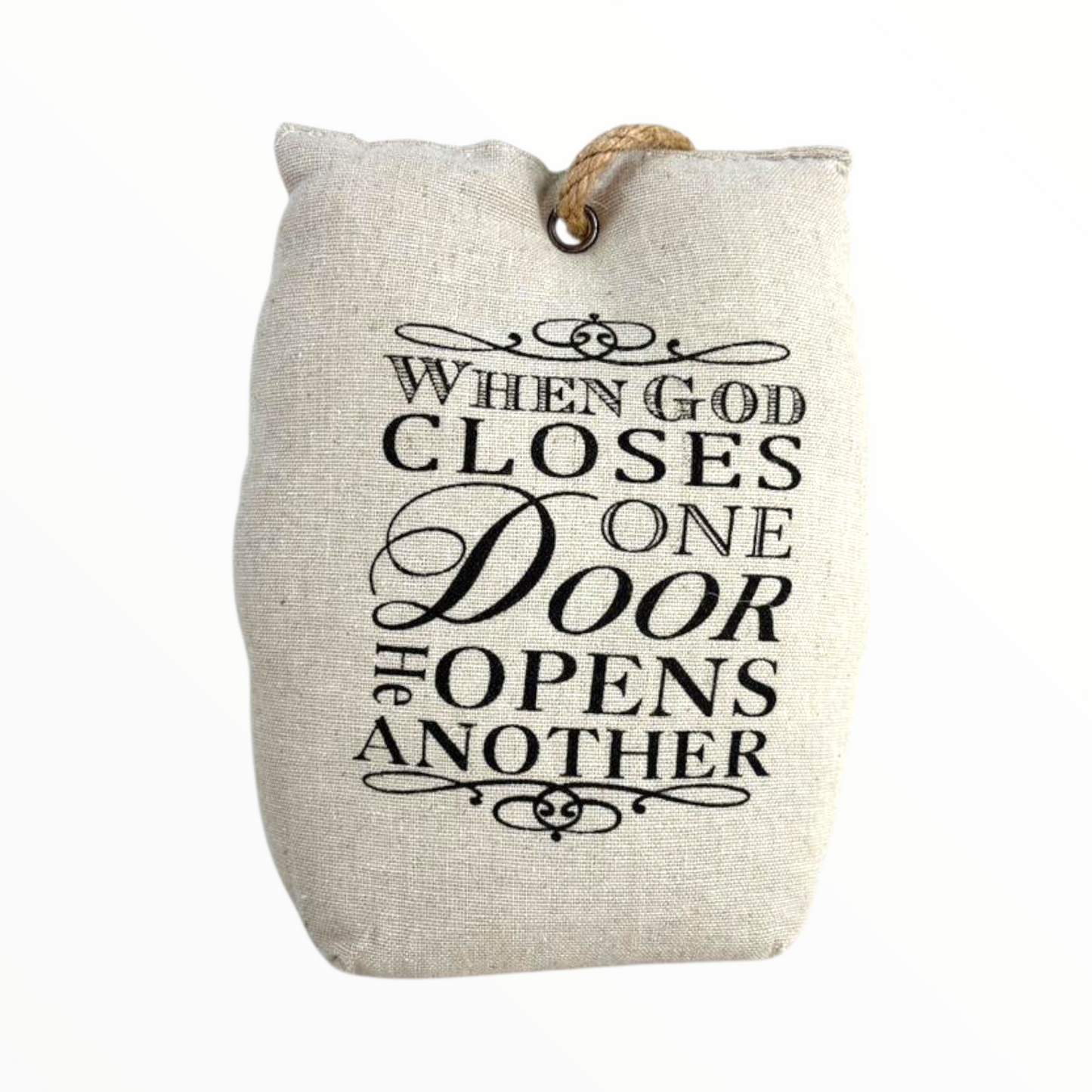 Fabric Door Stopper Weight with Rope Handle – Decorative Home Quote Door Stop