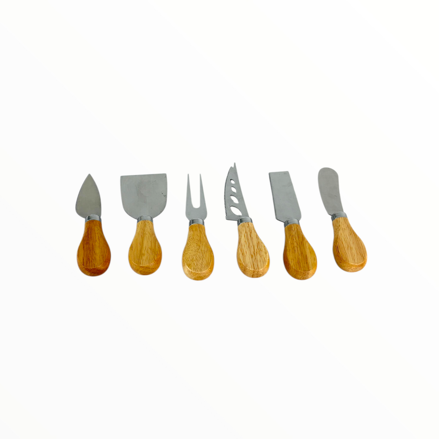 Cheese Knife Set with Wooden Handles (6 Pieces) – Stainless Steel Cheese Tools for Serving & Entertaining