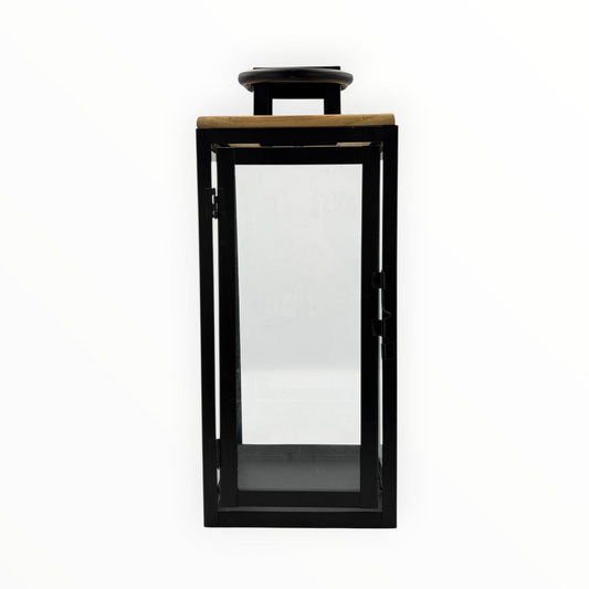 Black Metal Glass Lantern – Elegant  Decorative Candle Holder