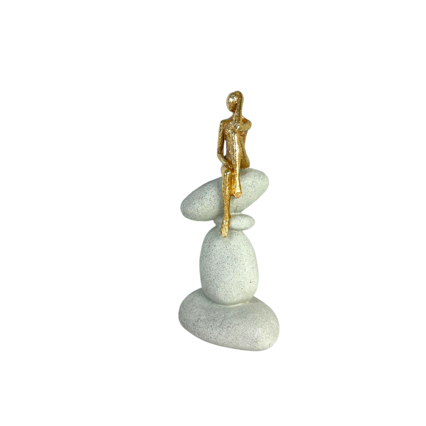 Golden Abstract Woman on Stone Base – Modern Minimalist Resin Sculpture for Home Décor