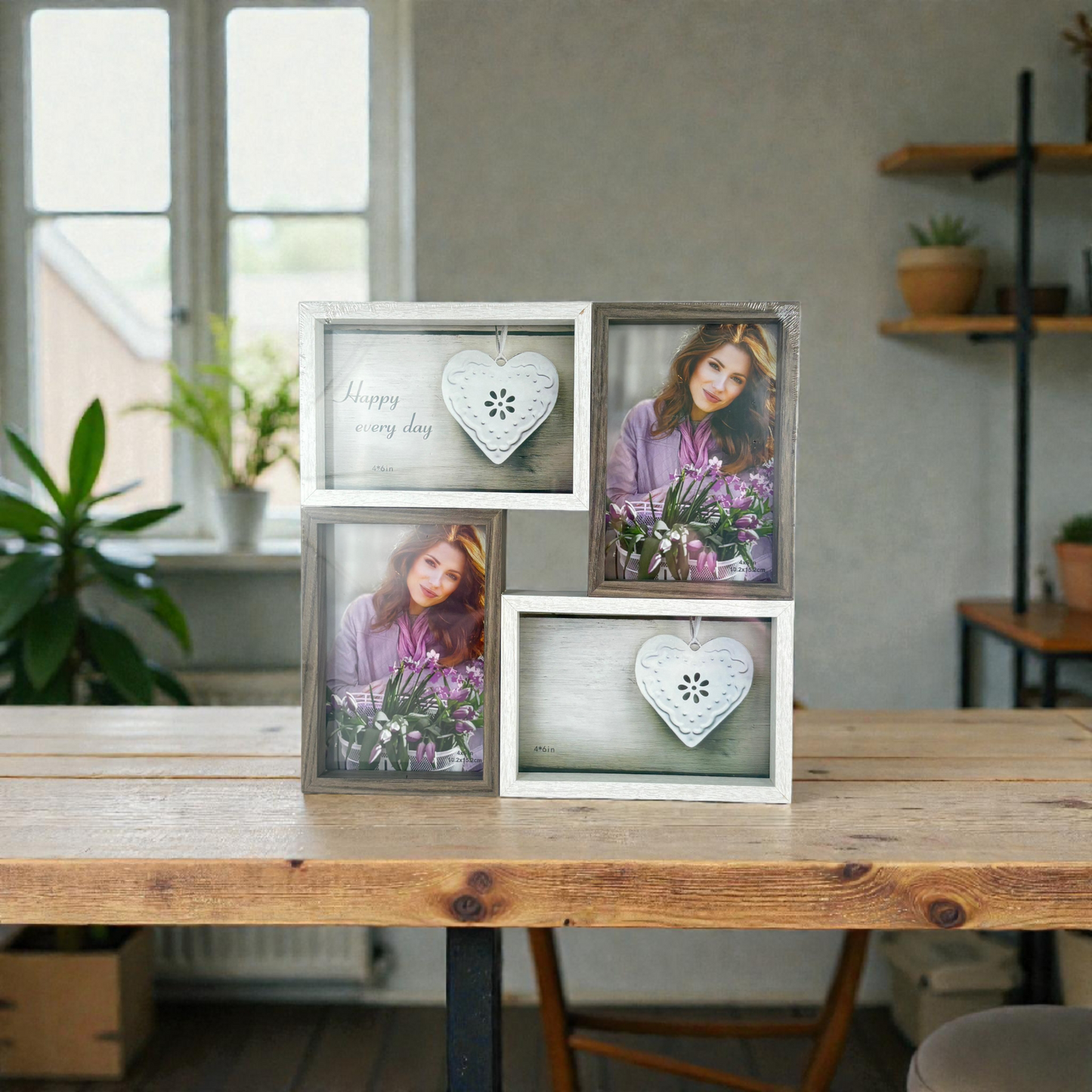 Vintage Multi-Opening Collage Photo Frame – Rustic Wood Effect Wall Frame