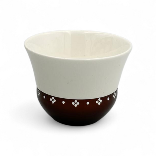 Coffee Cup Set of 12 – Brown & White Porcelain Cups Gift Box