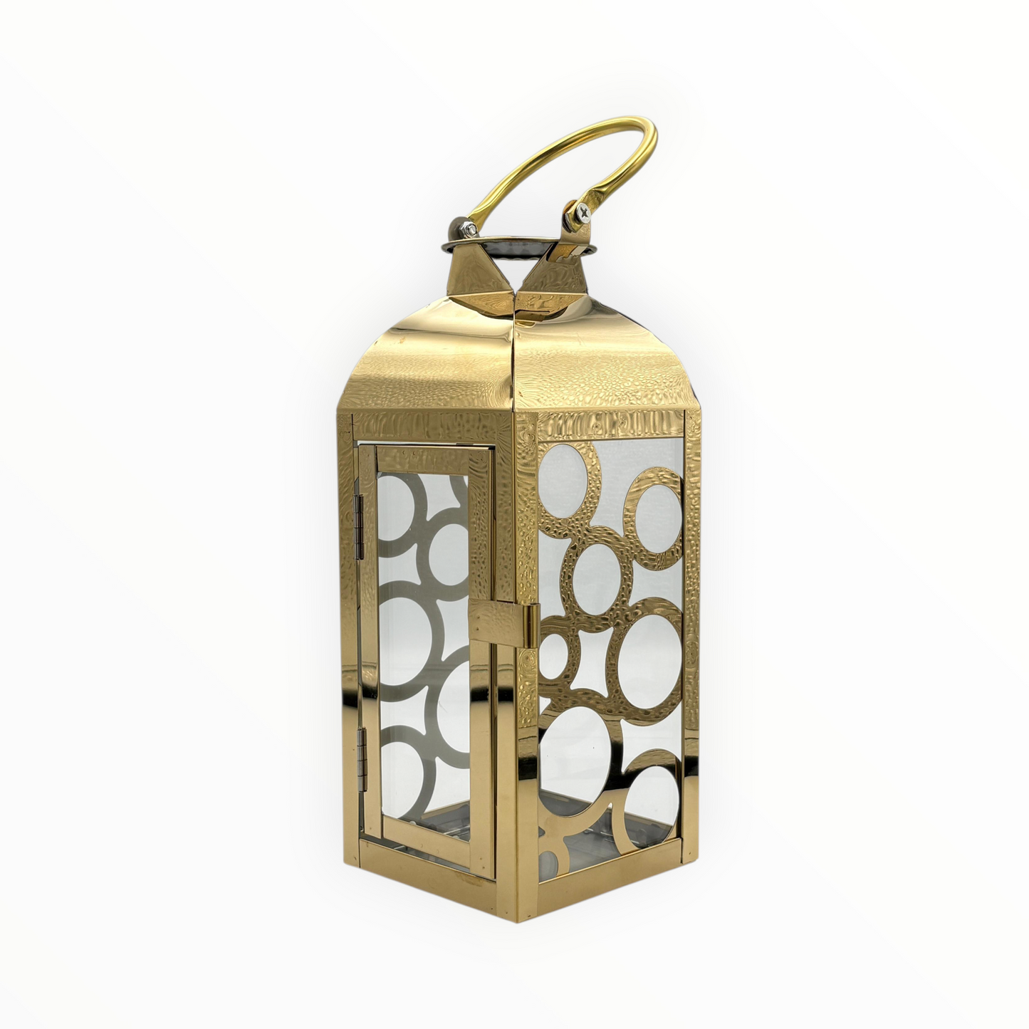 Modern gold Metal Glass Lantern – Minimalist Candle Holder