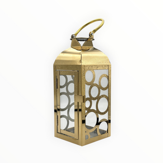 Modern gold Metal Glass Lantern – Minimalist Candle Holder