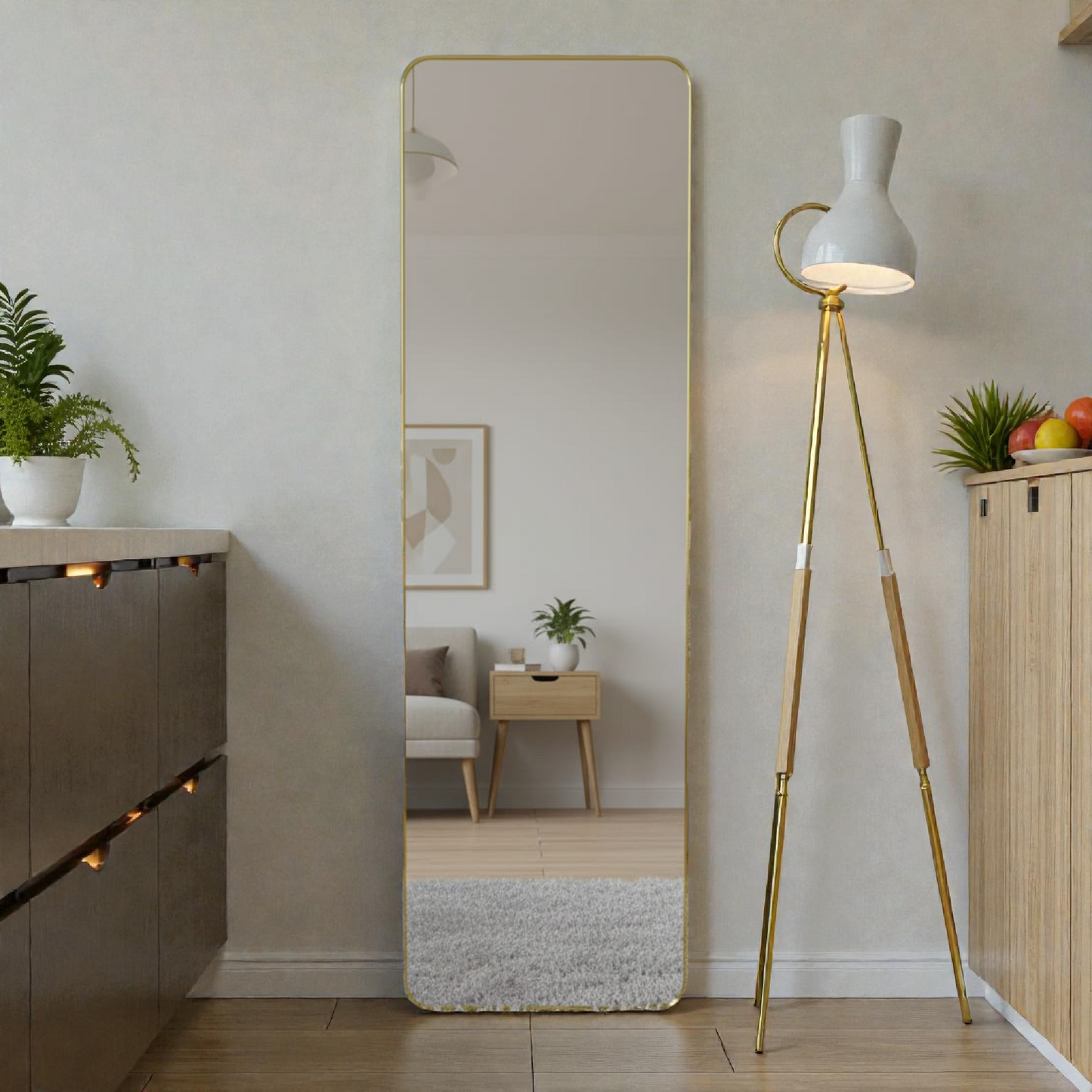 Full Length Wall Mirror with gold Frame – Modern Home Mirror size 50x160cm