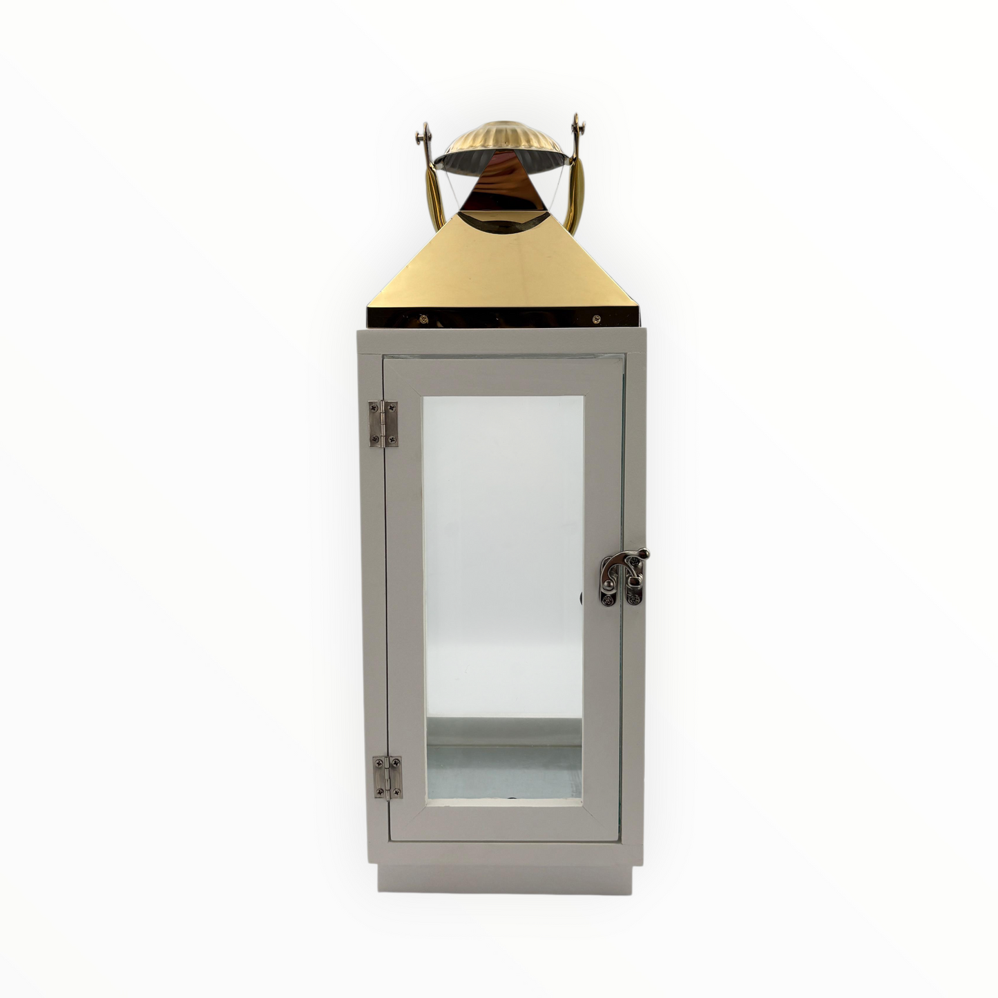 White  Metal Glass Lantern – Elegant  Decorative Candle Holder