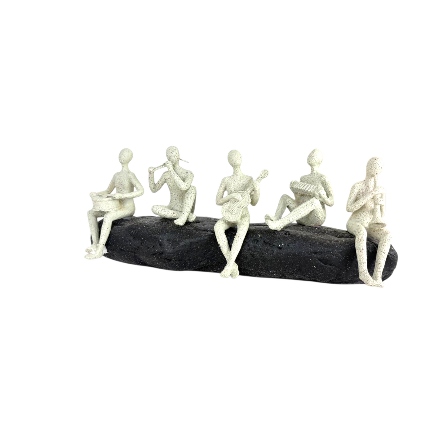 Abstract Musician Figurine Set – 5-Piece Minimalist Band Sculpture on Stone Base