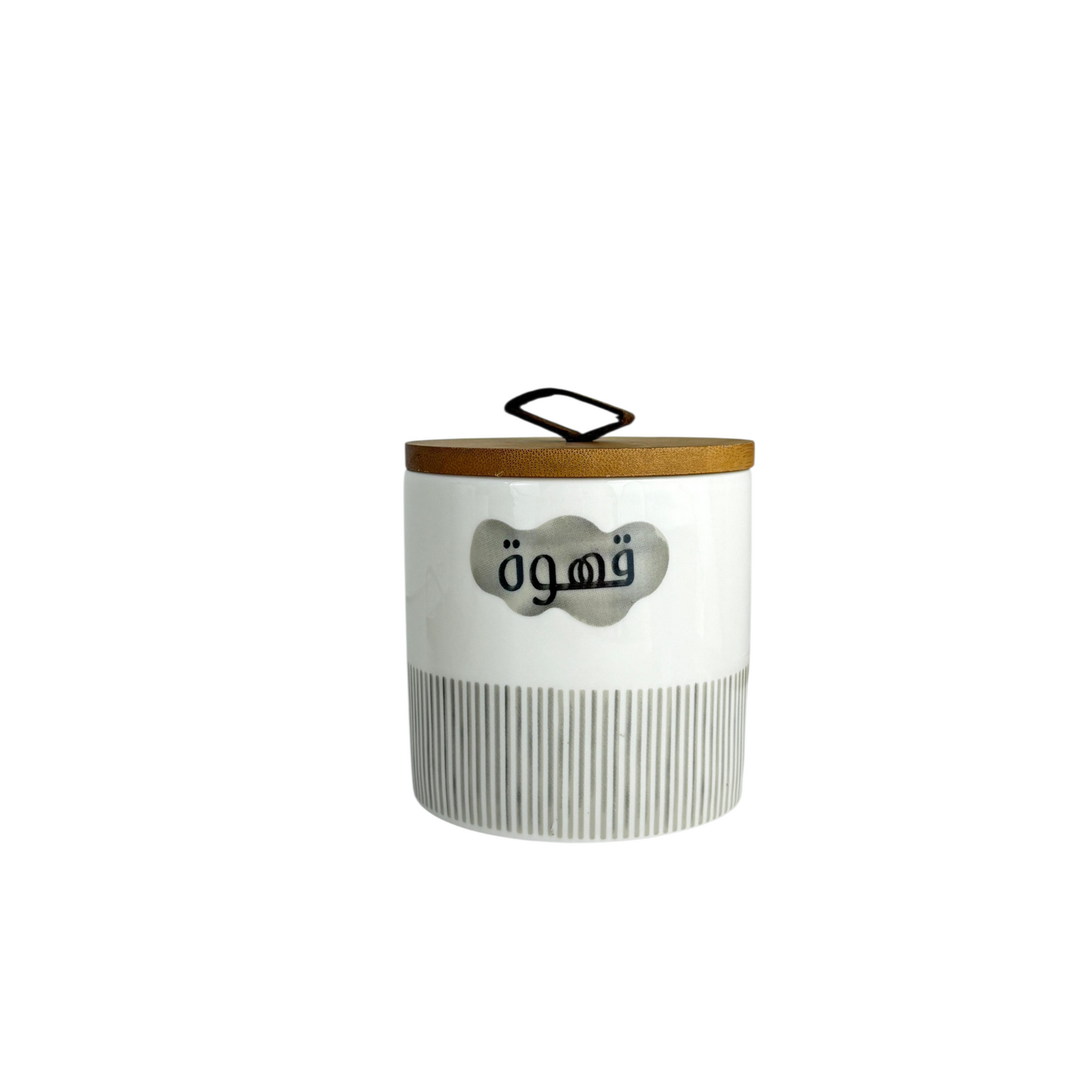 Ceramic Coffee, Tea & Sugar Canister Set with Bamboo Stand