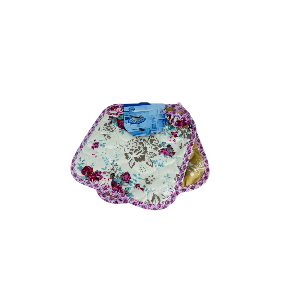 Floral Quilted Kitchen Pot Holder & Trivet Set – Heat Resistant Cotton Potholders