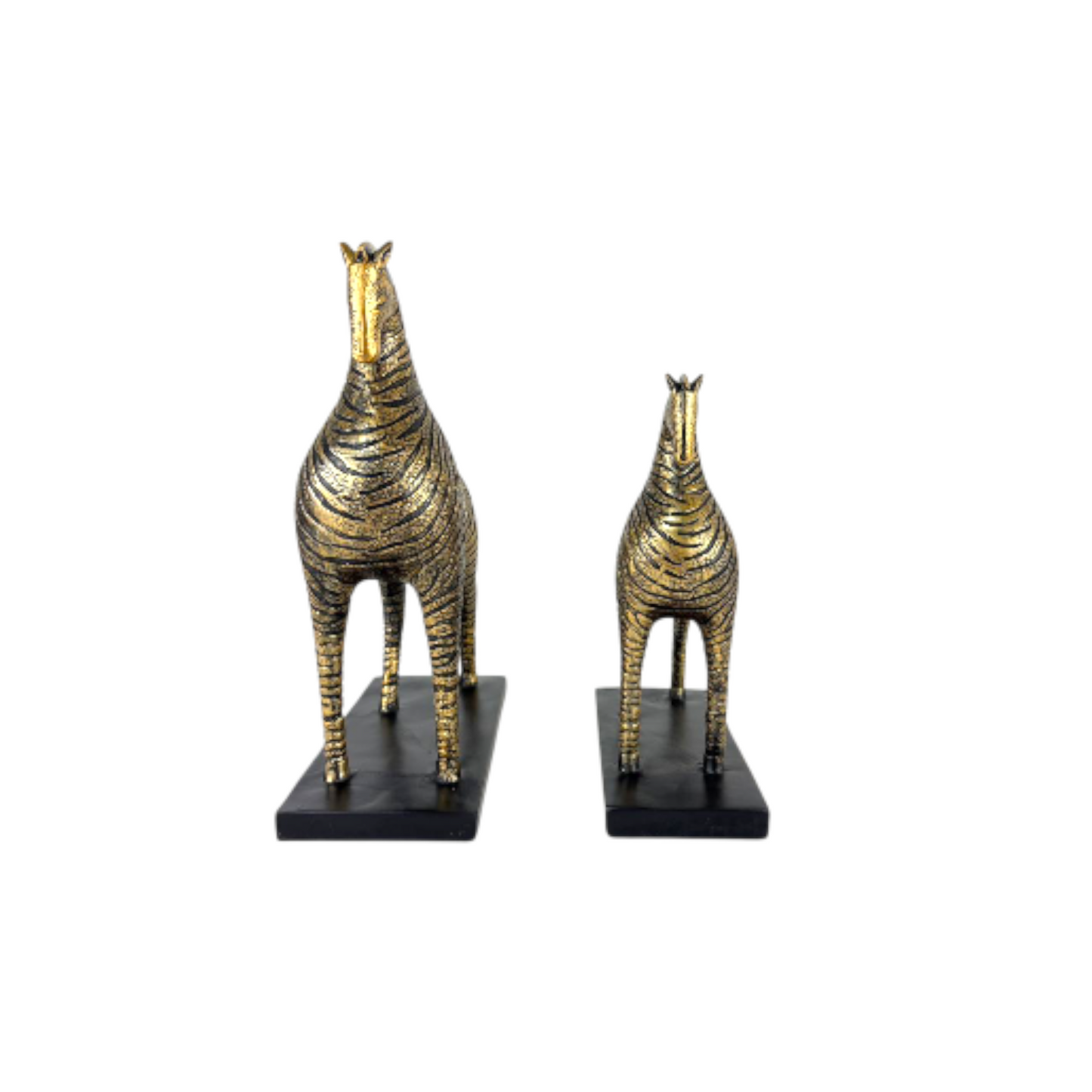 Golden Zebra Horse Figurine Set – Abstract Resin Animal Décor (2 Pieces)