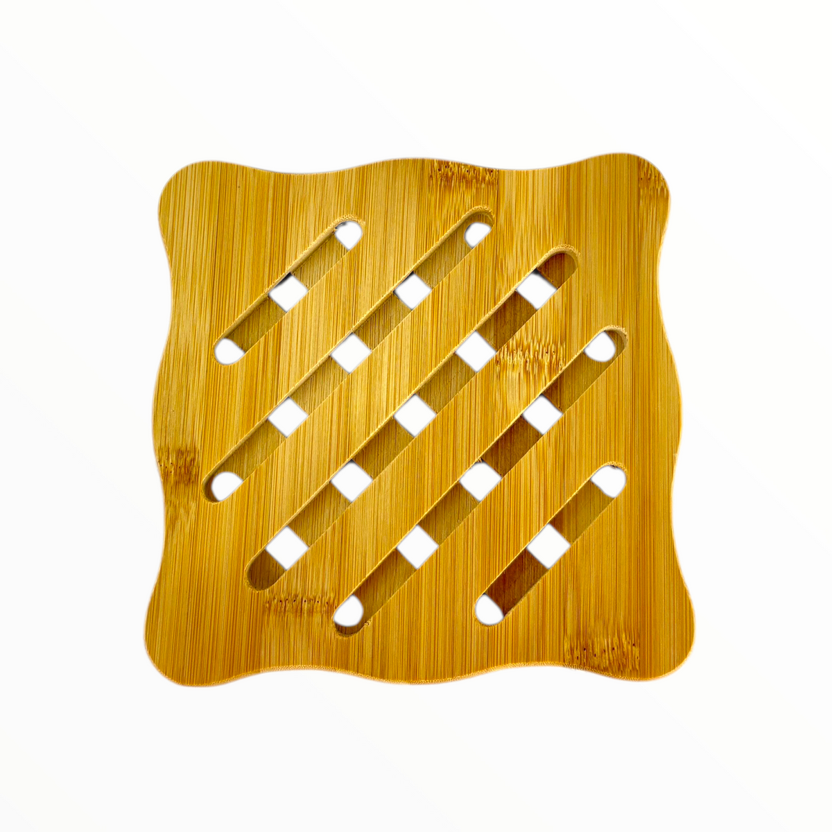 Square Bamboo Placemat with geometric design– Heat Resistant Natural Table Mat
