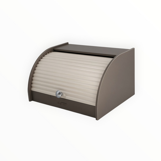 Modern Grey Roll Top Bread Box – Compact Kitchen Bread Storage
