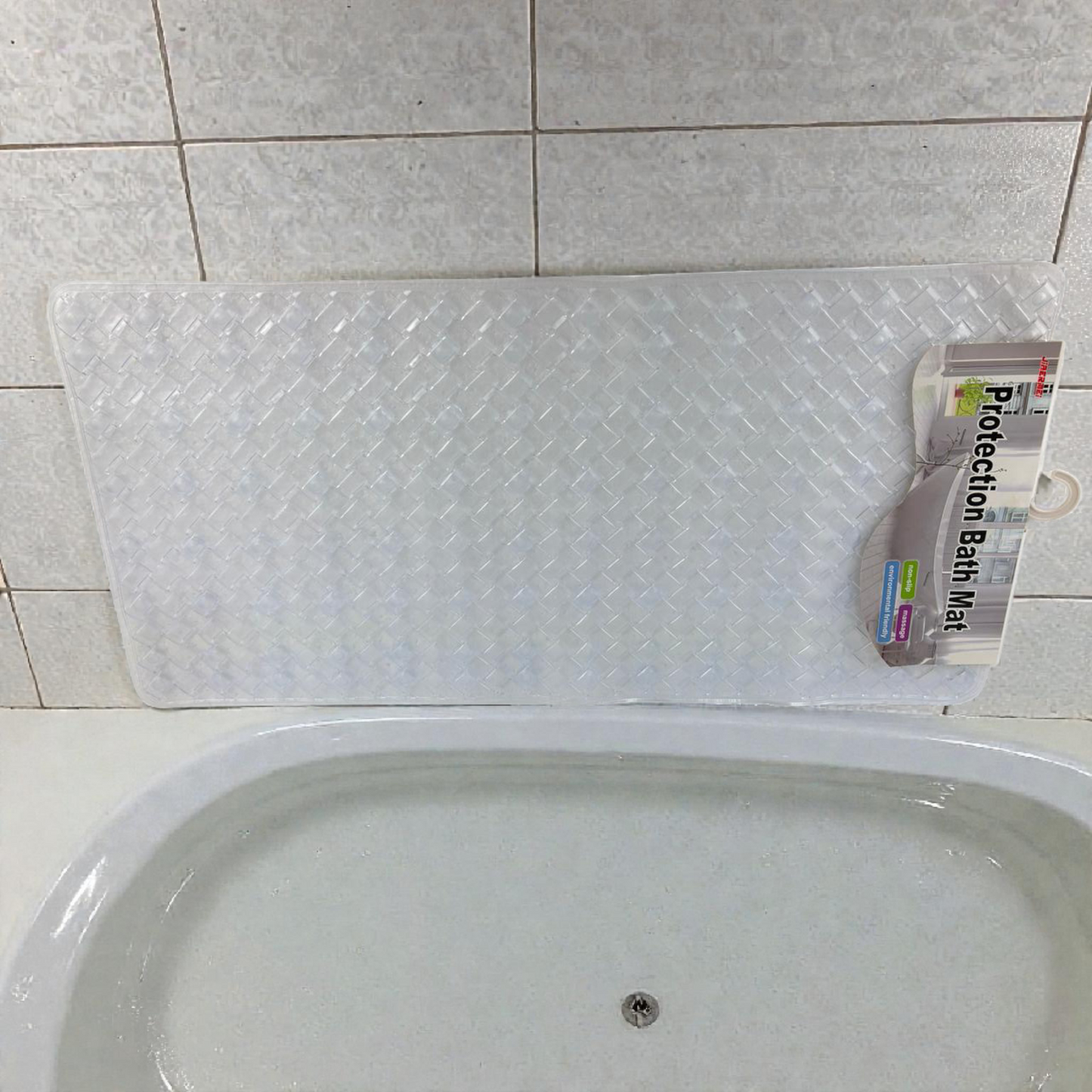 Non-Slip Protection Bath Mat – Soft PVC Bathroom Safety Mat with Drainage Design it's clear
