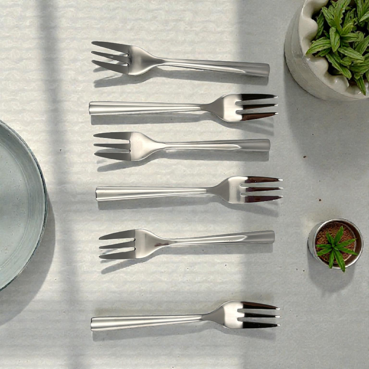Stainless Steel Dinner Fork Set – 6-Piece Modern Cutlery