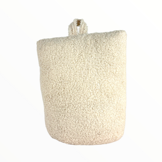 Soft Bouclé Fabric Storage Basket with Handle – Minimalist Laundry & Home Organizer