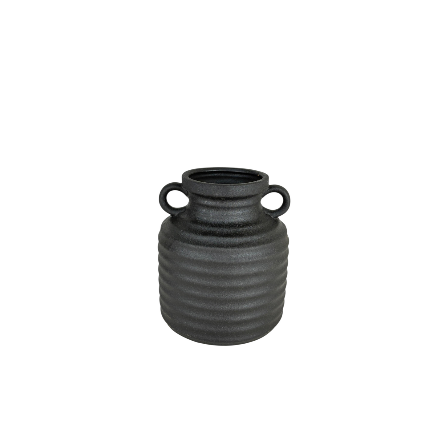 Ribbed Ceramic Vase with Handles – Modern Minimalist Decorative Vase