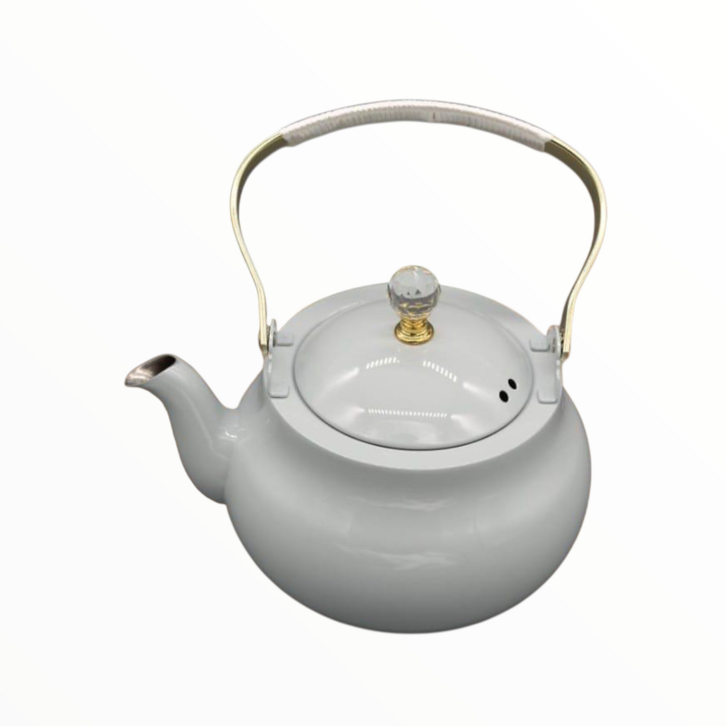 Grey Ceramic Teapot with Gold Handle – Elegant Tea Serving Pot 1.5litre