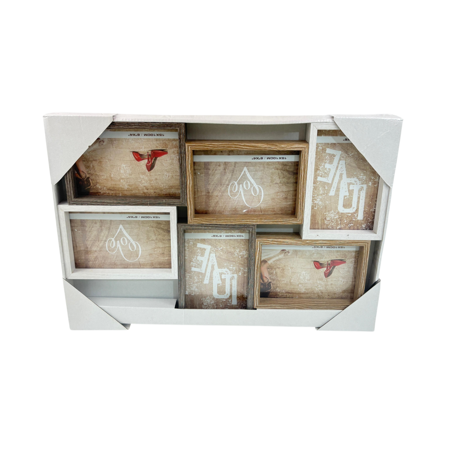 Vintage Multi-Opening Collage Photo Frame – Rustic Wood Effect Wall Frame