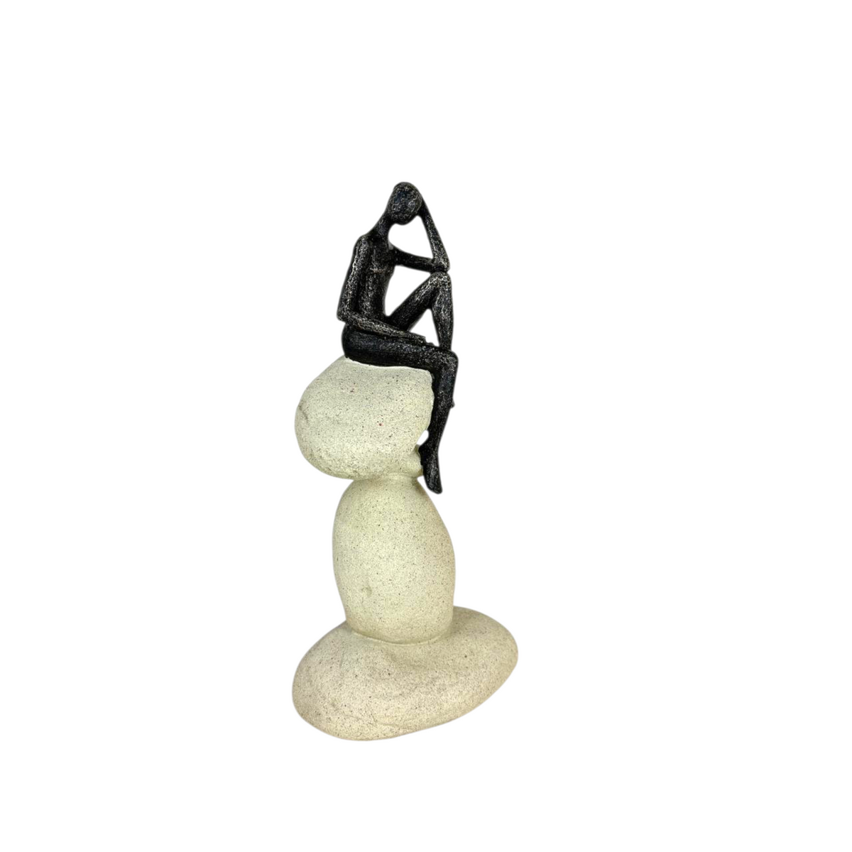 Black Abstract Woman on Stone Base – Modern Minimalist Resin Sculpture for Home Décor