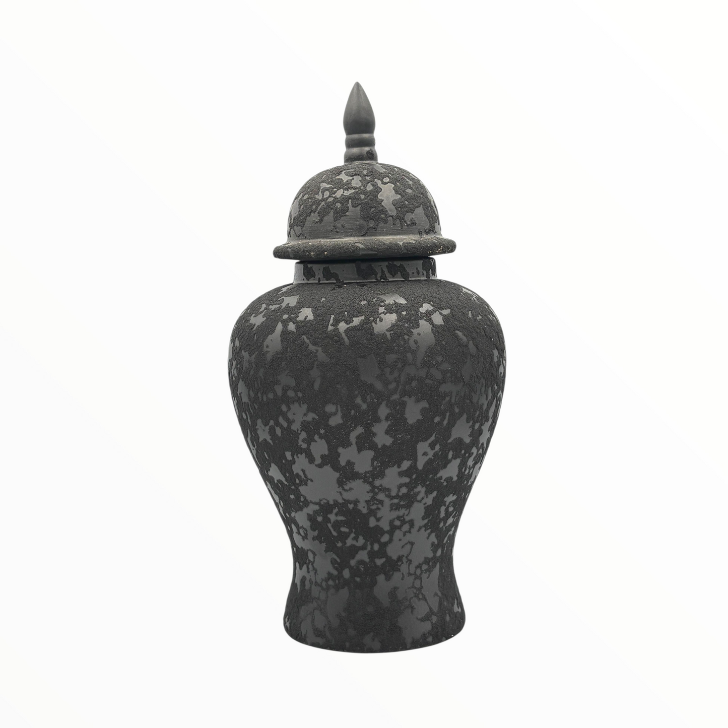 Black Ceramic Ginger Jar with Lid – Elegant Decorative Storage Jar