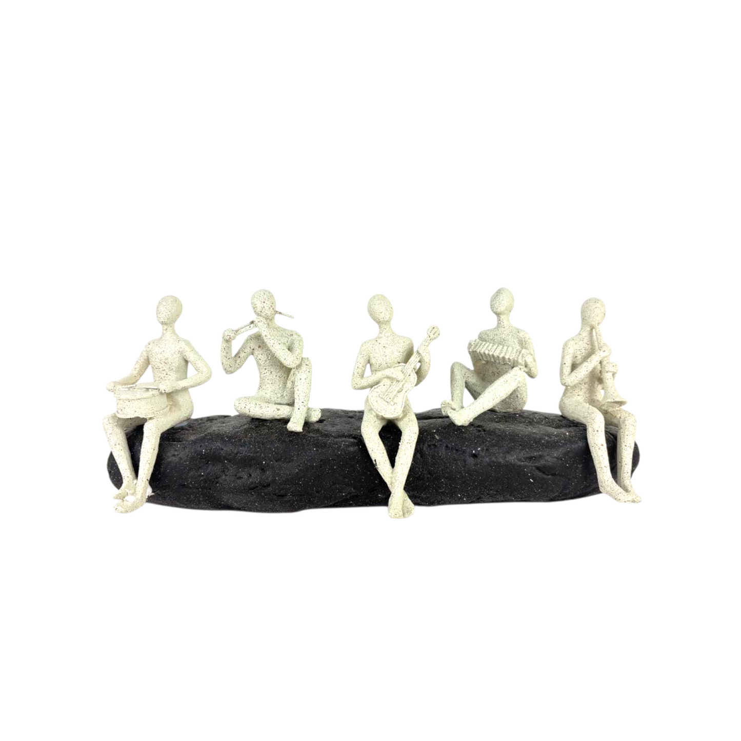 Abstract Musician Figurine Set – 5-Piece Minimalist Band Sculpture on Stone Base