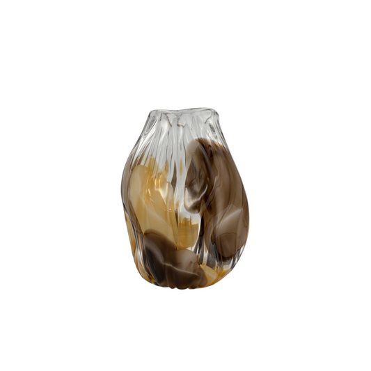 Handblown Glass Vase with Decorative Artificial Floral Arrangement – Modern Home Décor Centerpiece