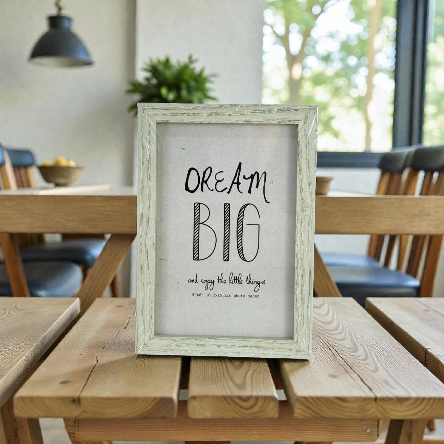 Inspirational Wooden Photo Frame with Quote Prints – Rustic Home Décor Frame 4×6"