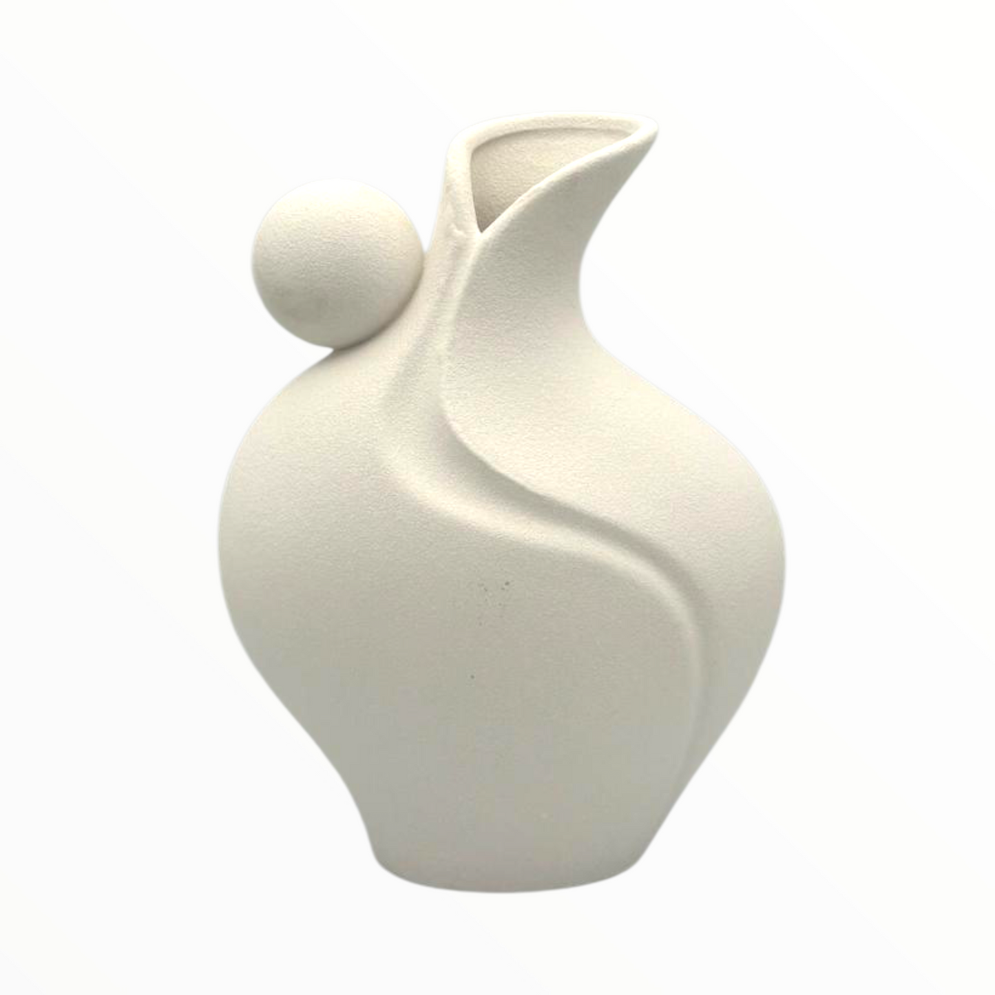 Small White Ribbed Ceramic Vase – Scandinavian Style Home Décor