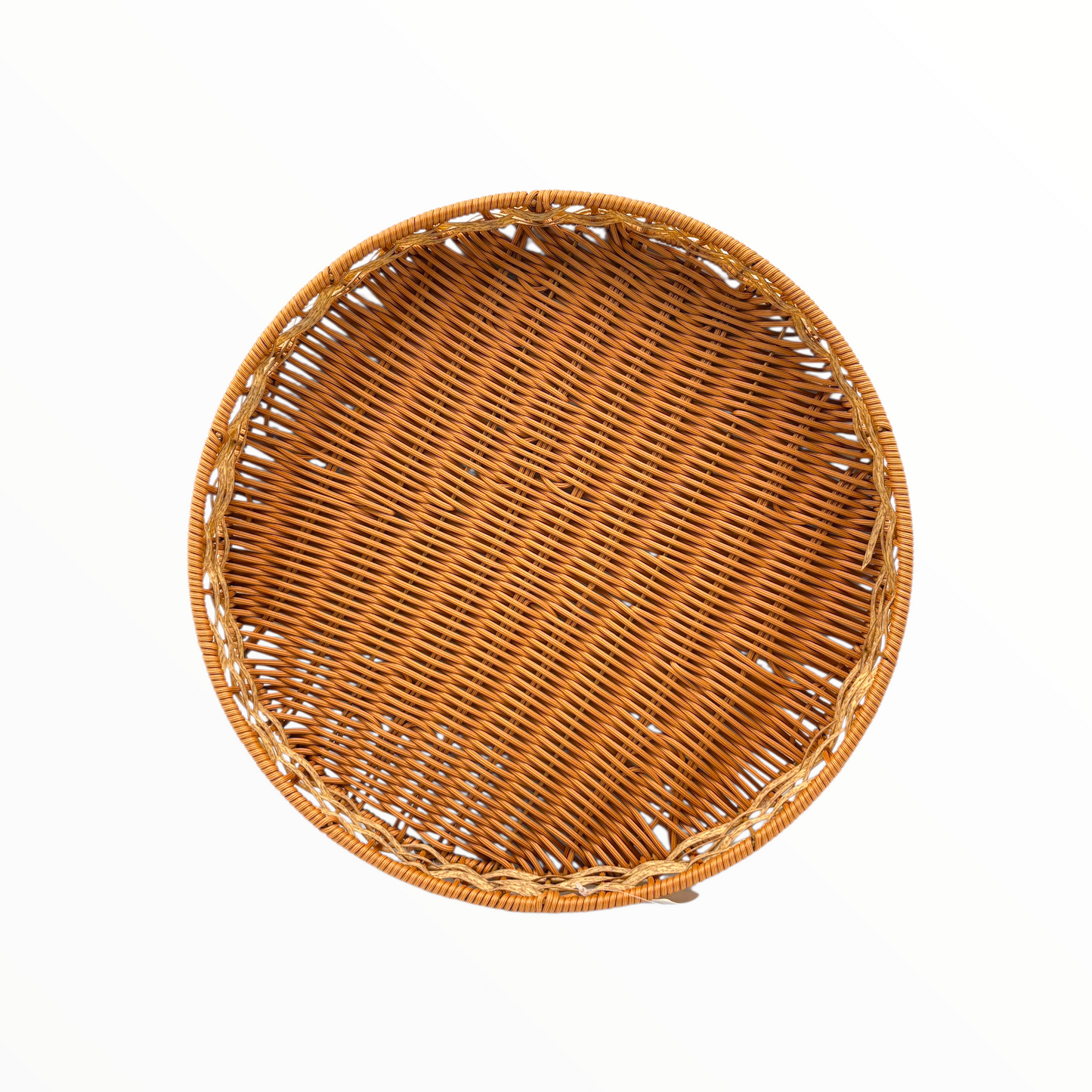 Big Round Wicker Rattan Tray – Natural Handwoven Serving Tray