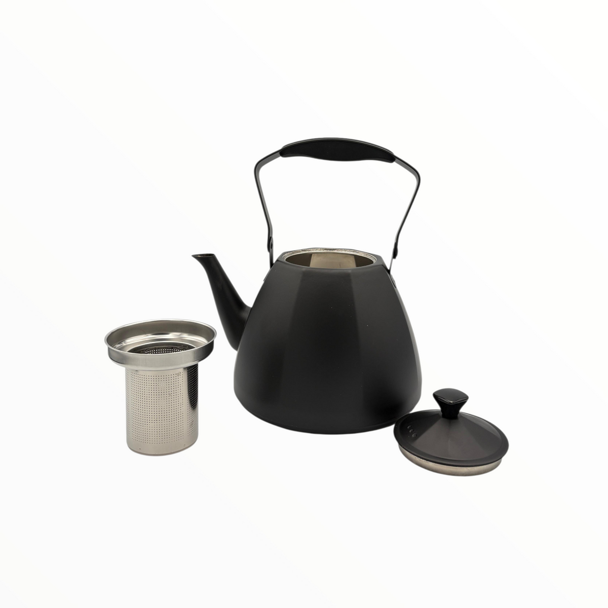 Matte Black Teapot with Handle – Modern Tea Kettle Design2 litre