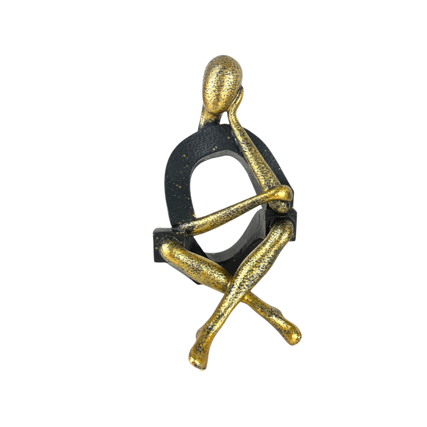 Abstract Thinker Figurine Set – Modern Gold & Black Resin Sculptures for Home & Office Décor (Set of 3)