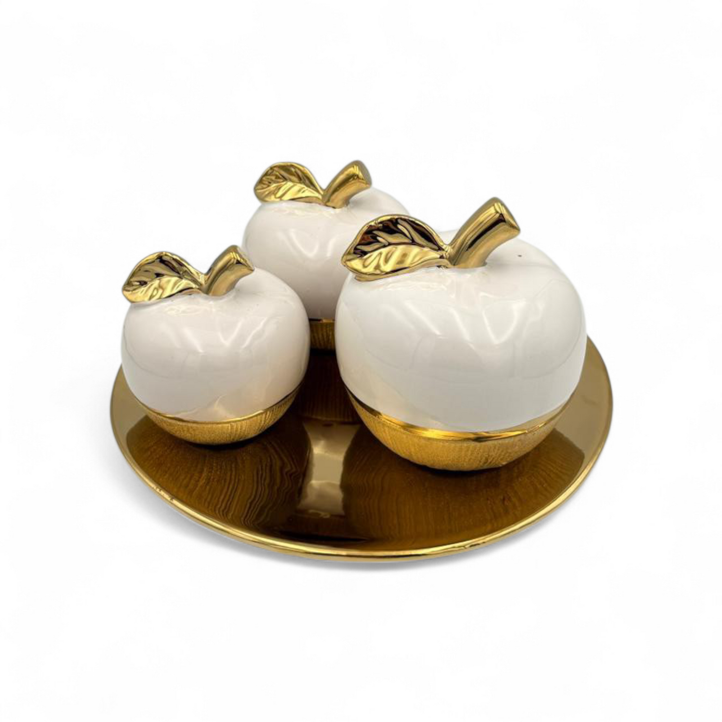 Decorative Apple Storage Jars Set with Gold Tray – Luxury Home Décor