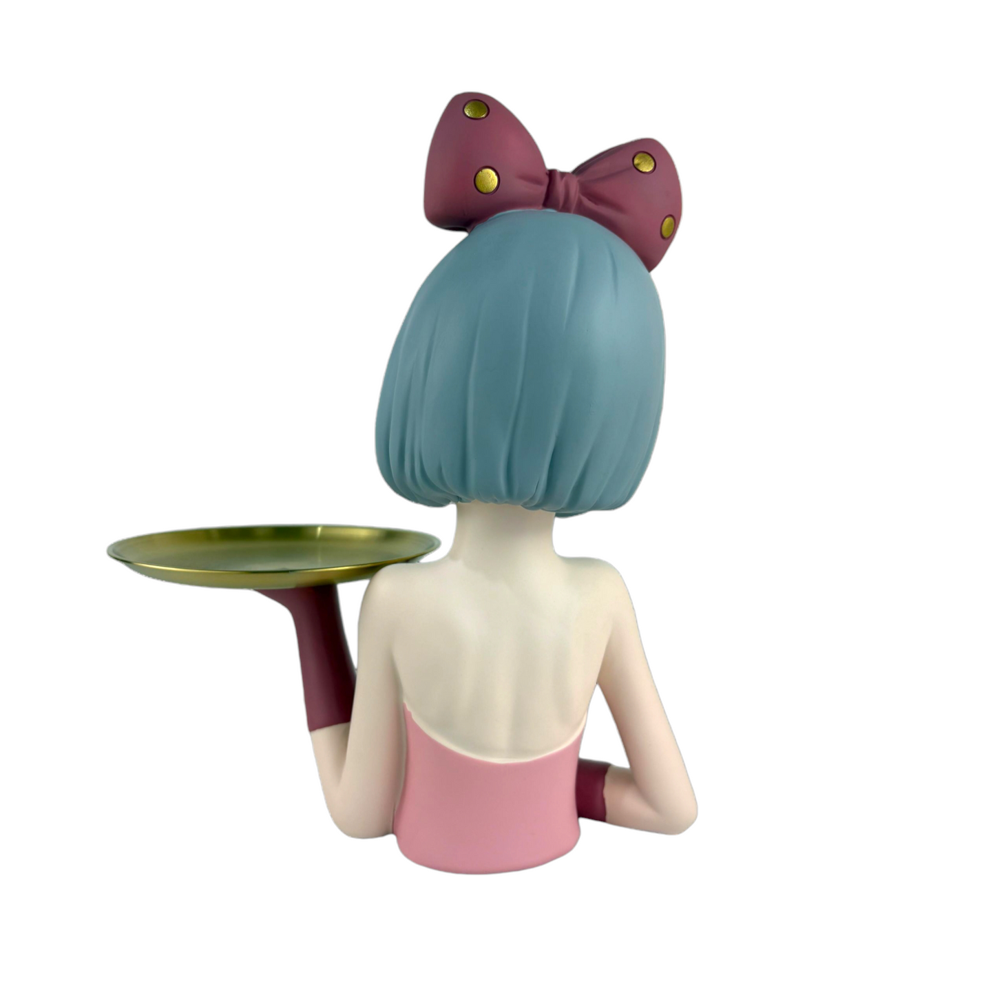 Pink Girl Decorative Tray | Vanity Jewelry & Key Holder Figurine