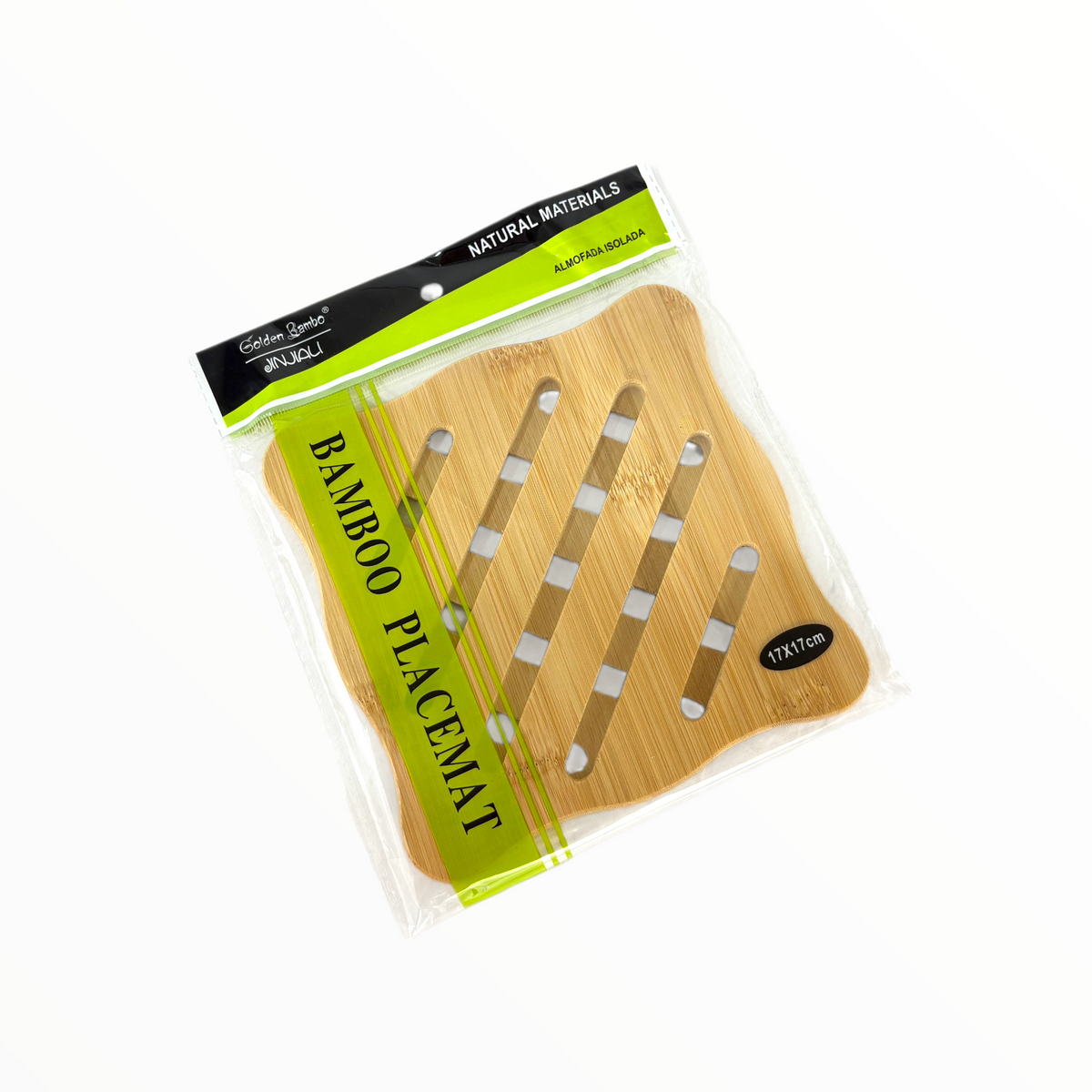 Square Bamboo Placemat with geometric design– Heat Resistant Natural Table Mat