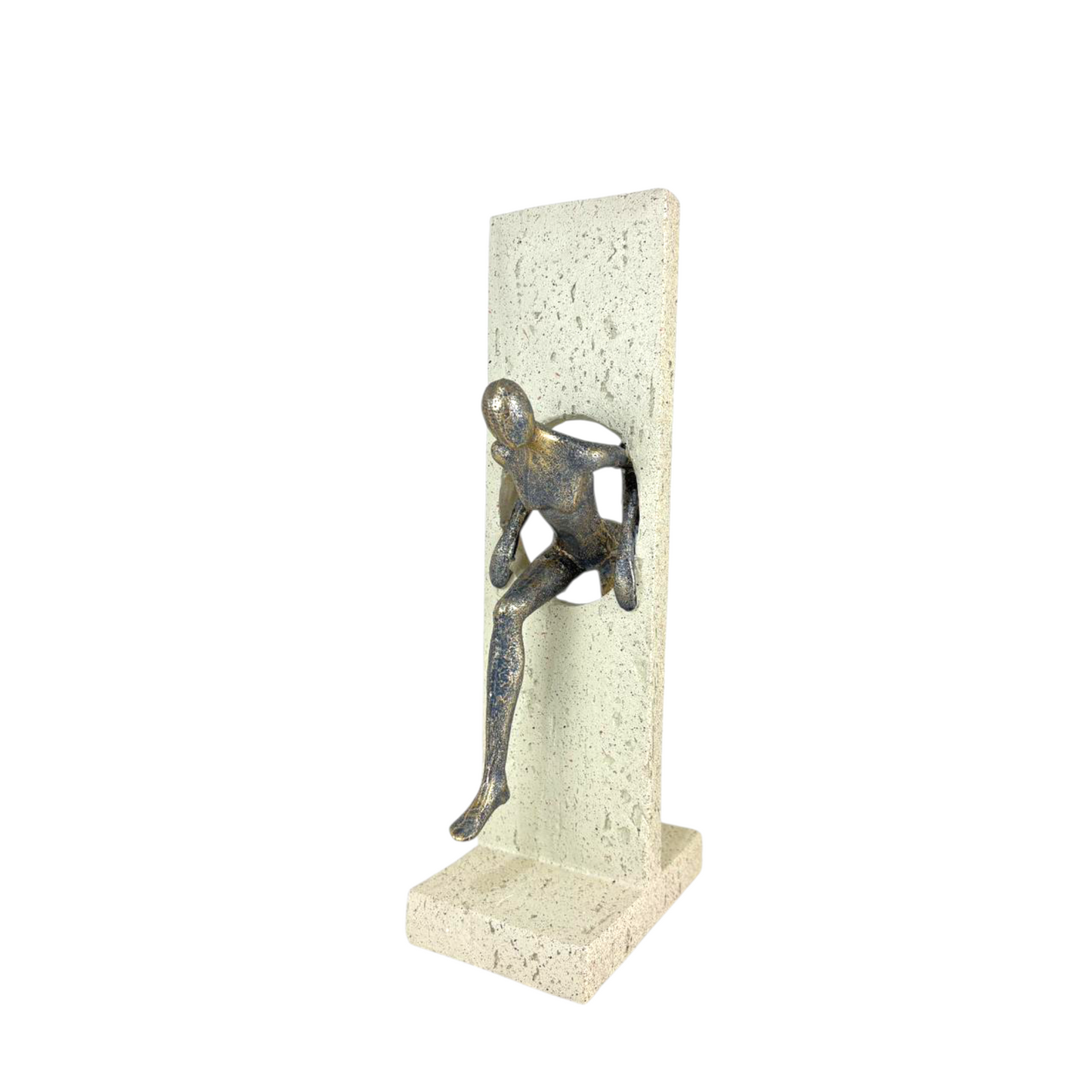 Abstract Breakthrough Figurine – Modern Resin Sculpture Emerging from Stone Block for Home & Office Décor