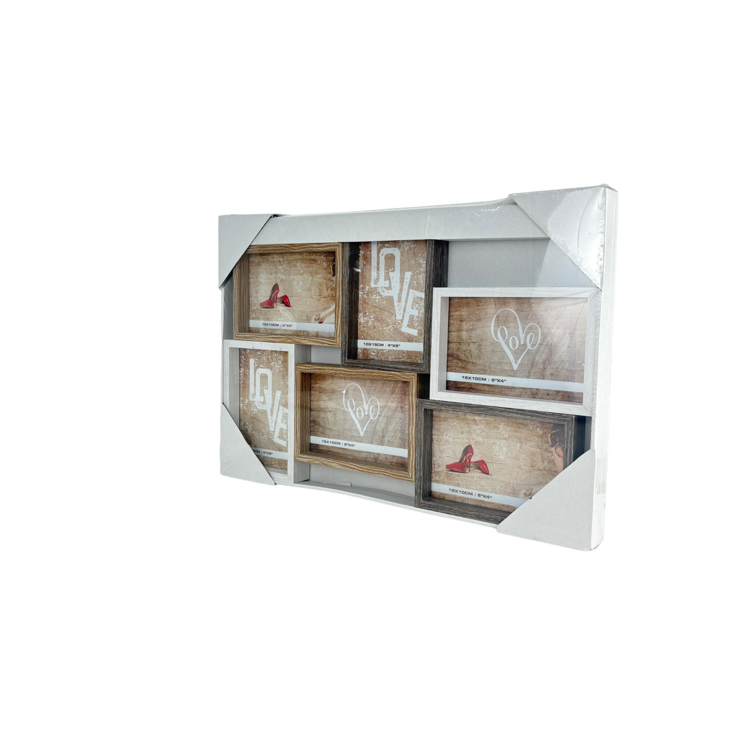 Vintage Multi-Opening Collage Photo Frame – Rustic Wood Effect Wall Frame