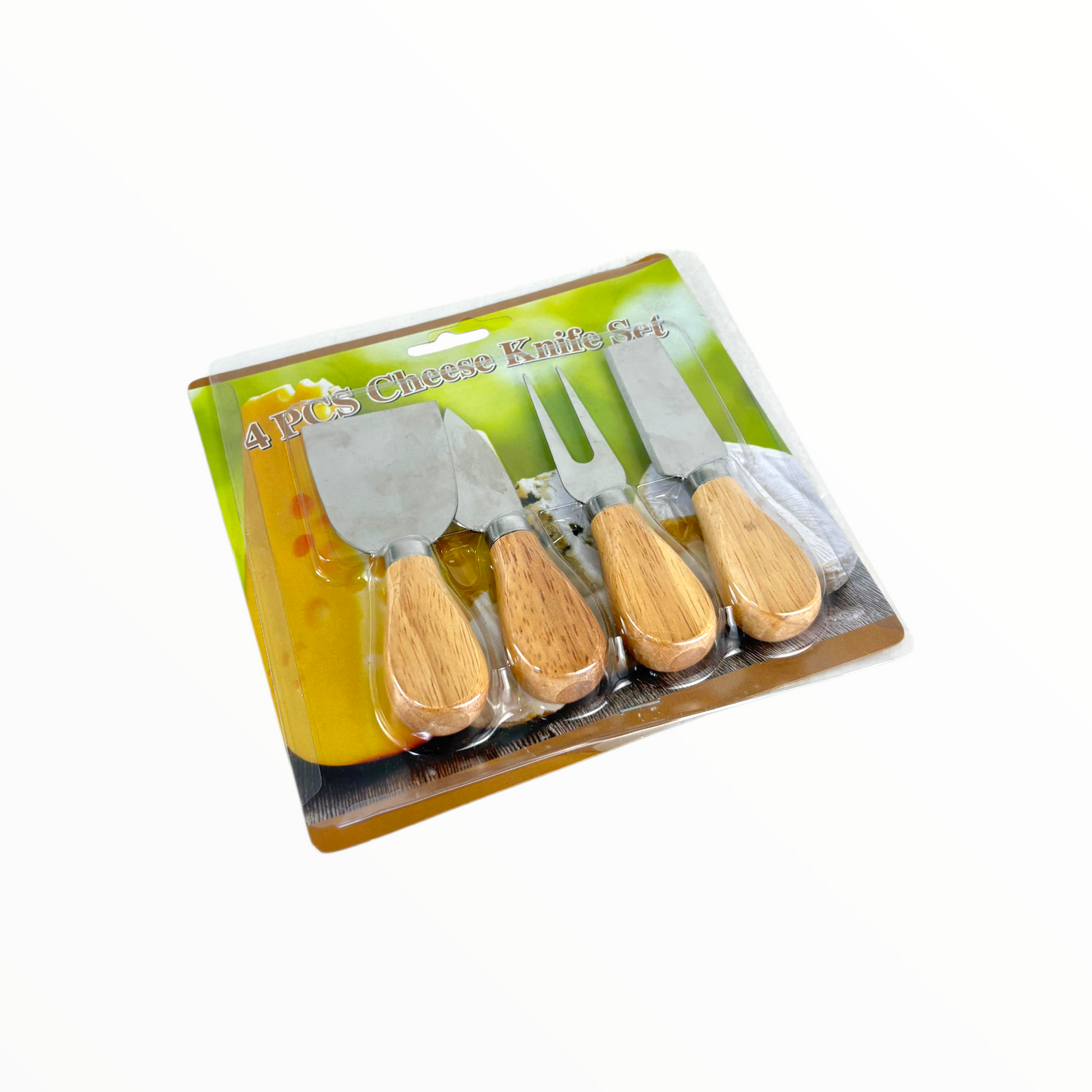 Cheese Knife Set with Wooden Handles (4 Pieces) – Stainless Steel Cheese Tools for Serving & Entertaining