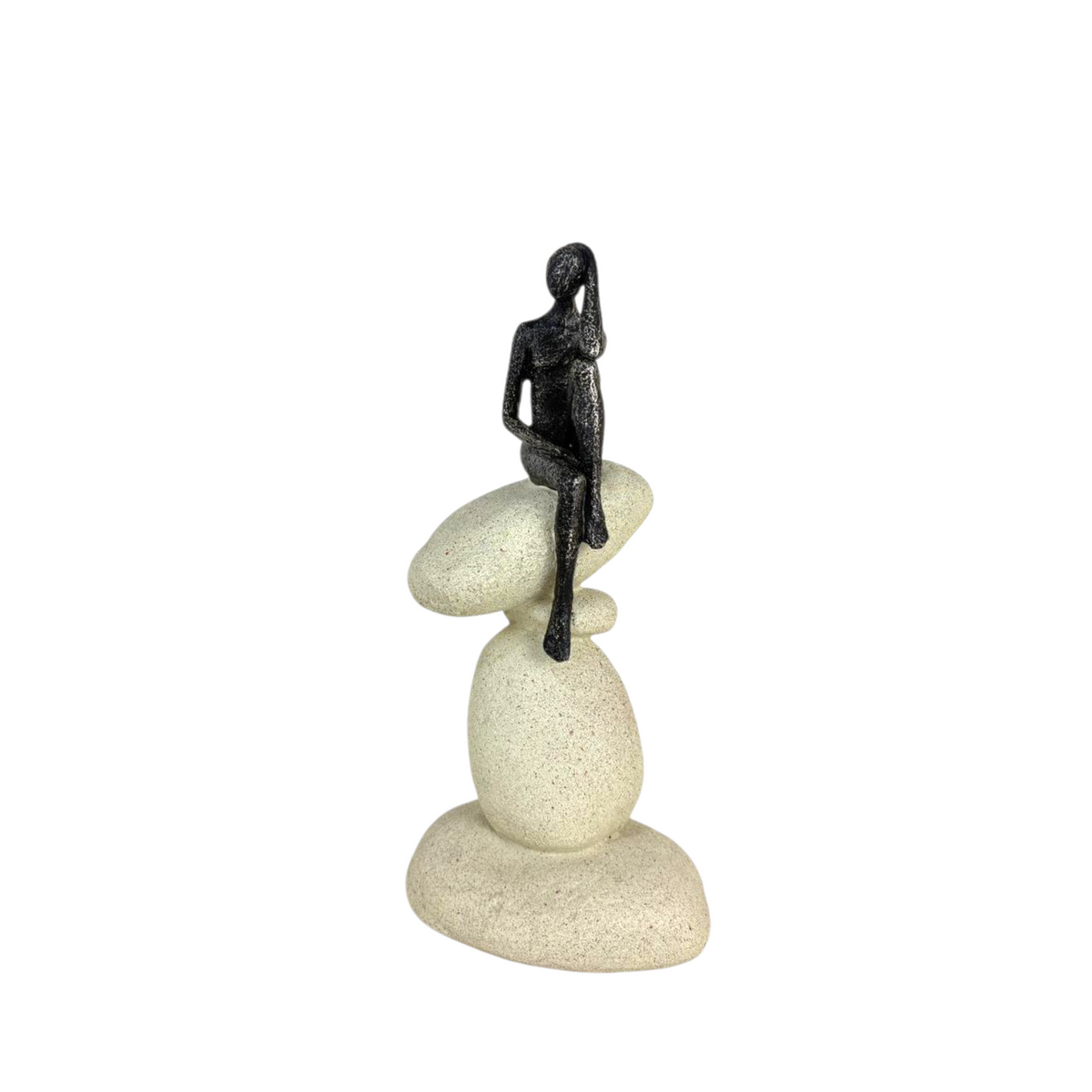 Black Abstract Woman on Stone Base – Modern Minimalist Resin Sculpture for Home Décor