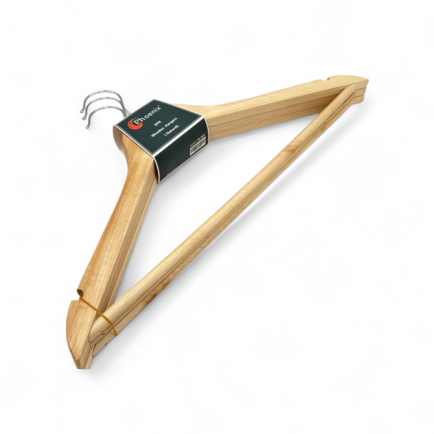 Wooden Clothes Hangers – Natural Wood with Metal Hook (Set of 3)