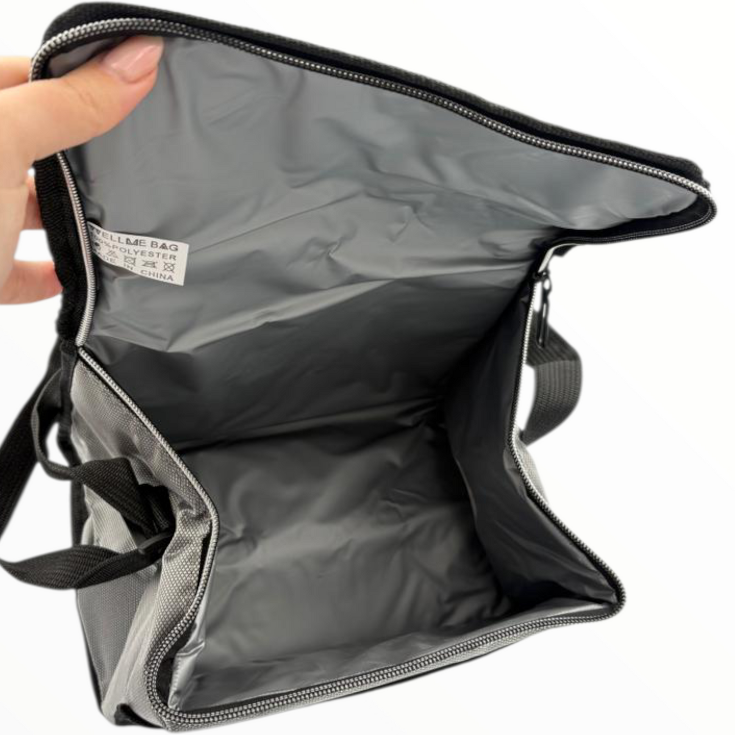 Insulated Lunch Cooler Bag Grey & Black – Multi Pocket Design