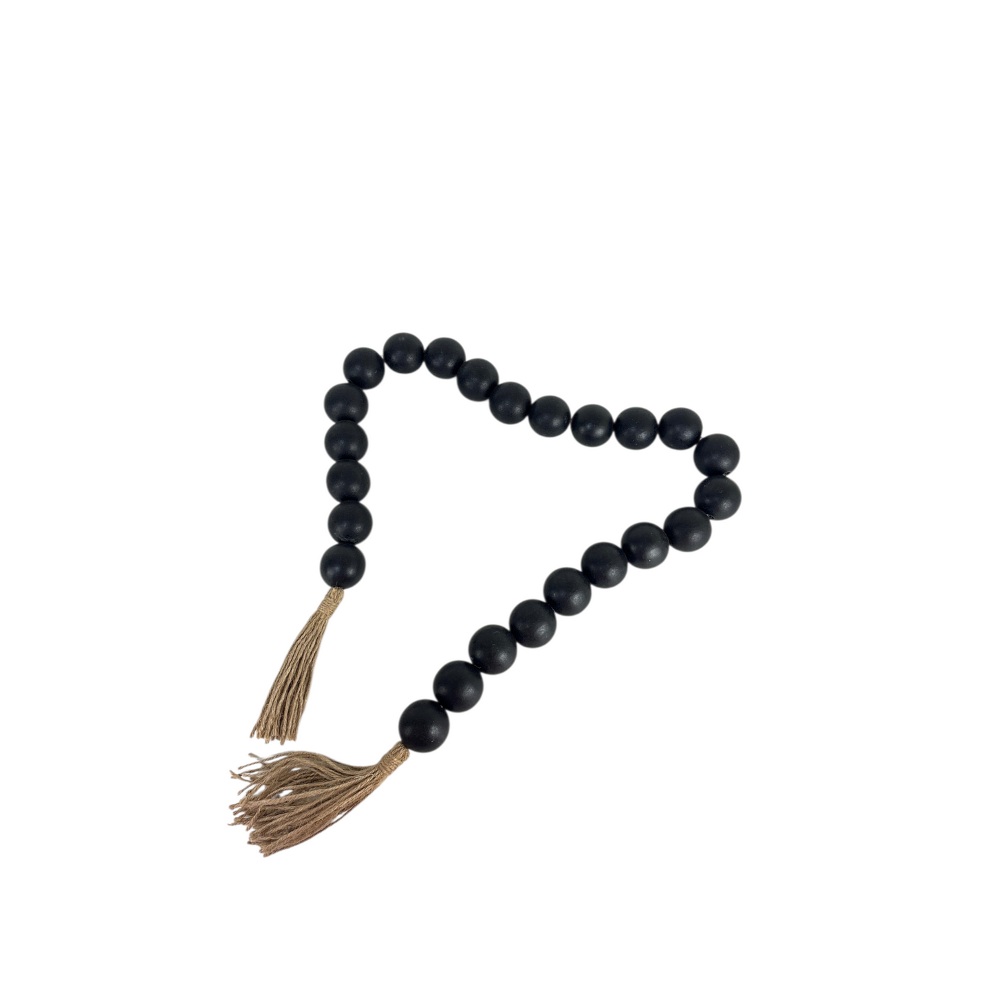 Natural Wooden Bead Garland with Tassel – Boho Home Décor Accent