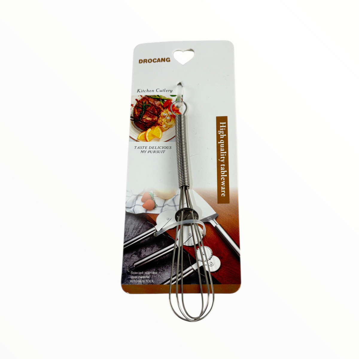Stainless Steel Kitchen Whisk with Spring Handle – Hand Whisk for Baking & Cooking